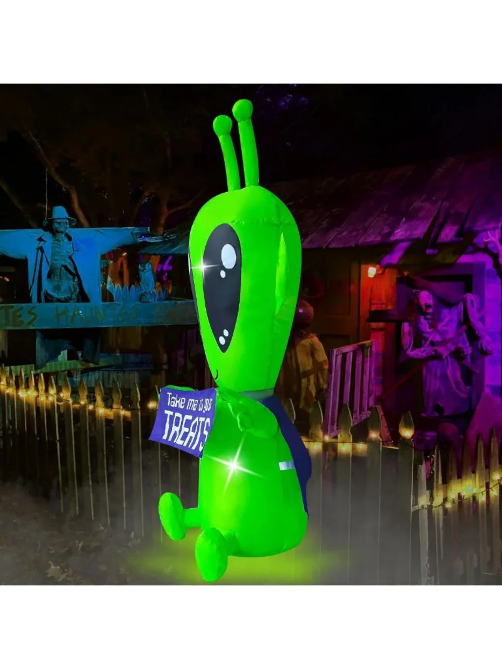 4FT Halloween Inflatable Alien with LED Lights - Fun Yard & Indoor Decor